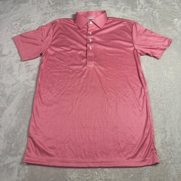 NWOT Collars & Co Mens Dress Collar Polo Short Sleeve Shirt S Red Houndstooth - Picture 2 of 8